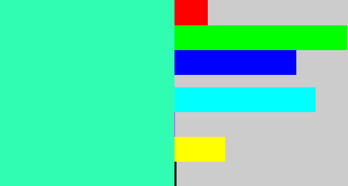 Hex color #30fcb2 - greenish cyan