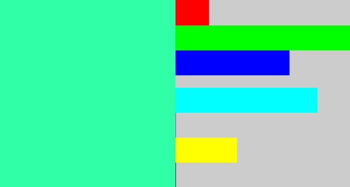 Hex color #30ffa7 - greenish cyan