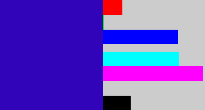 Hex color #3103b9 - ultramarine