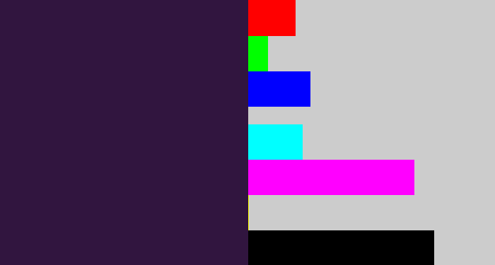 Hex color #31153f - dark purple