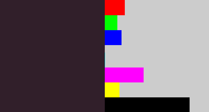 Hex color #311f2a - dark