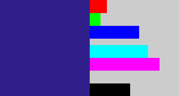 Hex color #311f8c - indigo