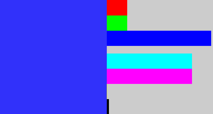 Hex color #3131fa - light royal blue