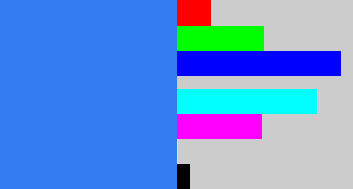Hex color #317cee - lightish blue