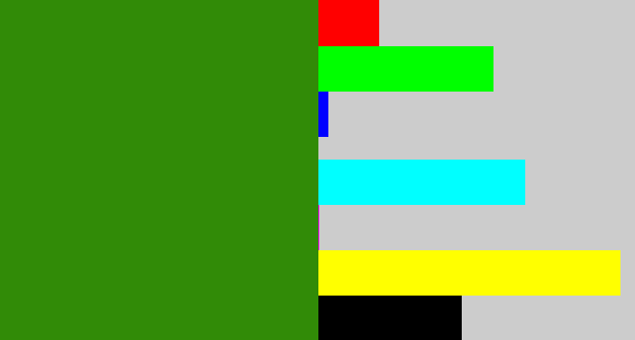 Hex color #318b07 - dark grass green