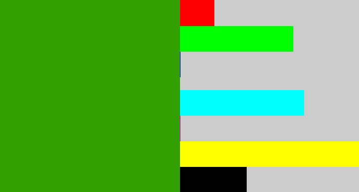 Hex color #31a000 - grassy green