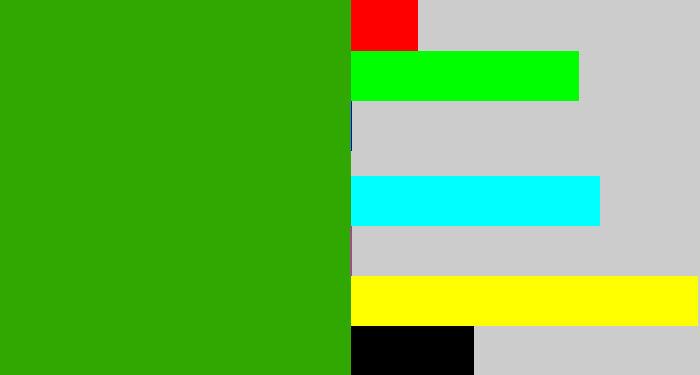 Hex color #31a701 - grassy green