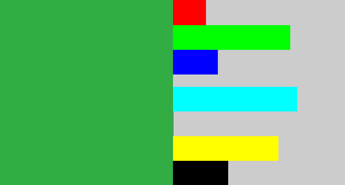 Hex color #31ad43 - medium green