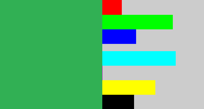Hex color #31b054 - medium green