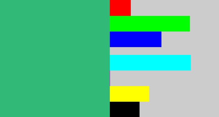 Hex color #31ba77 - bluey green