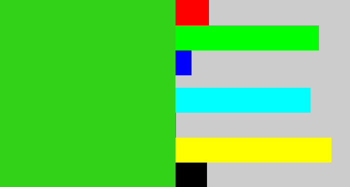 Hex color #31d218 - vivid green