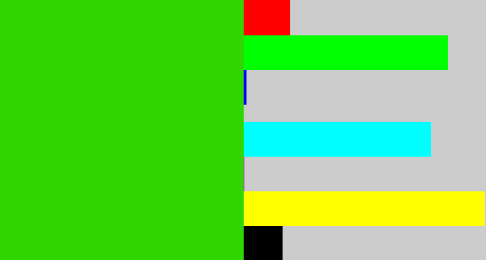 Hex color #31d602 - vivid green