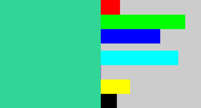 Hex color #31d697 - greenblue