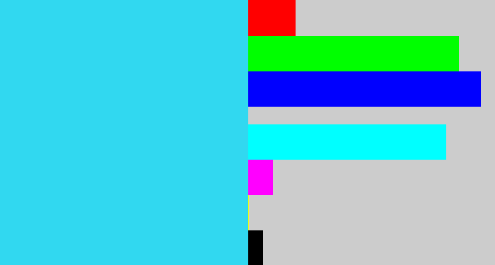Hex color #31d8f0 - bright light blue