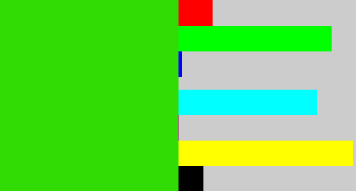 Hex color #31dc04 - vivid green