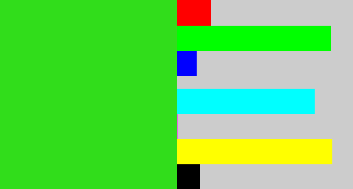 Hex color #31dd1b - vivid green
