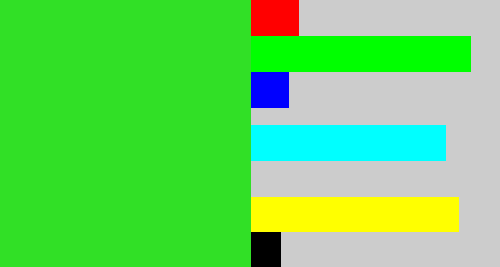 Hex color #31e026 - vivid green