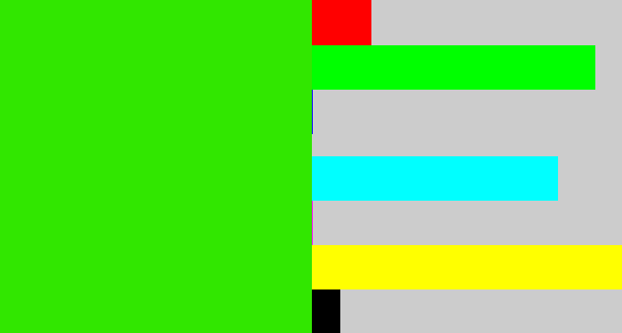 Hex color #31e700 - vivid green