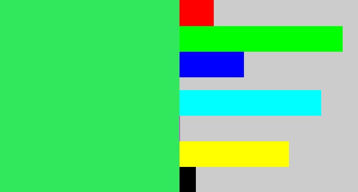 Hex color #31e75b - bright light green