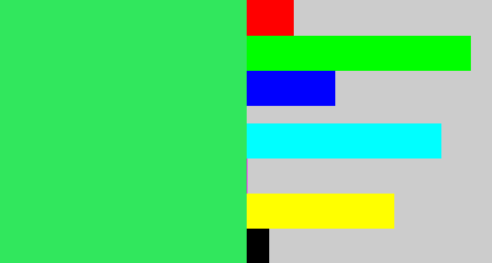 Hex color #31e75d - bright light green