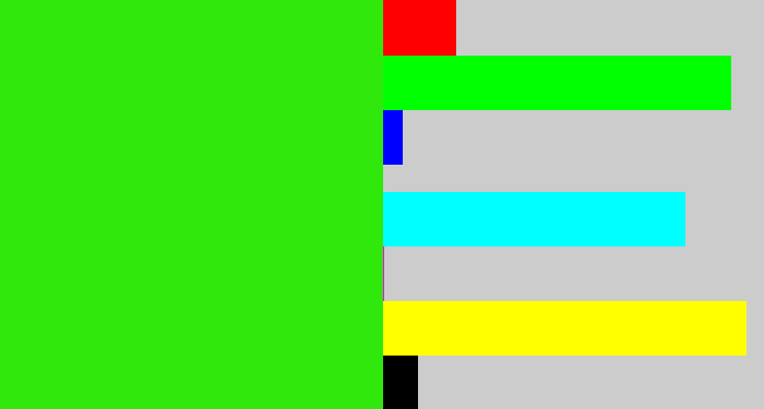 Hex color #31e80c - vivid green