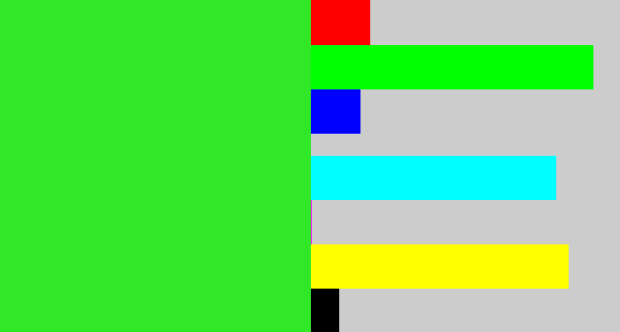 Hex color #31e828 - radioactive green