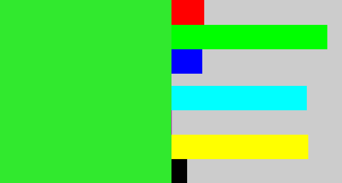 Hex color #31e92e - radioactive green
