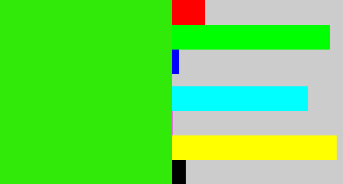 Hex color #31ea09 - vivid green