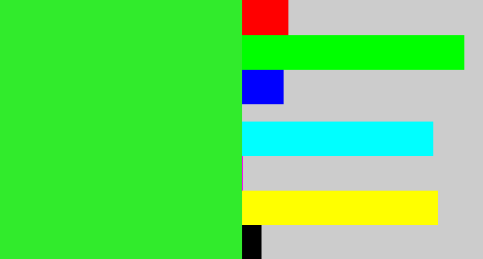 Hex color #31eb2c - radioactive green