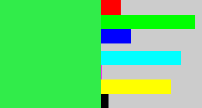 Hex color #31ec4a - bright light green