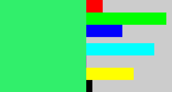 Hex color #31ee6b - weird green