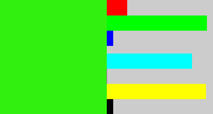 Hex color #31f010 - vivid green