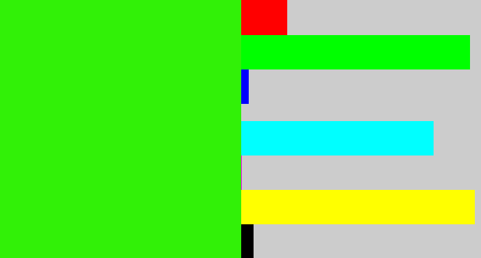 Hex color #31f107 - vivid green