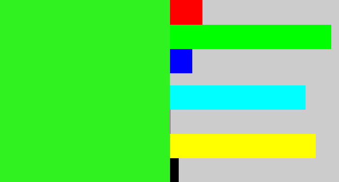 Hex color #31f221 - radioactive green