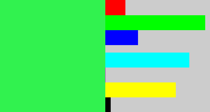 Hex color #31f24f - bright light green