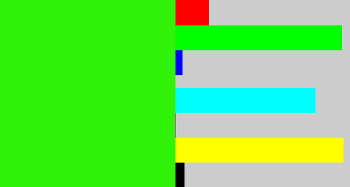Hex color #31f30a - vivid green