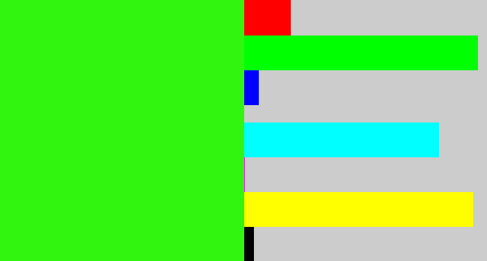 Hex color #31f50f - vivid green