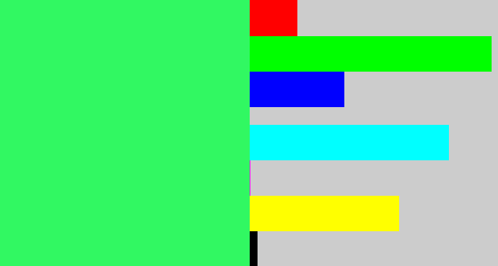 Hex color #31f862 - bright light green