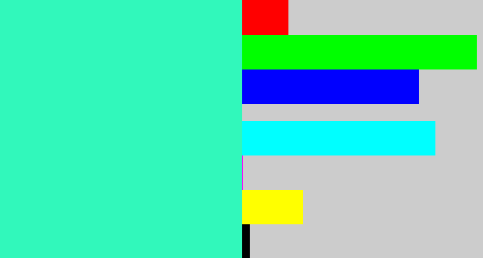 Hex color #31f8bb - greenish cyan
