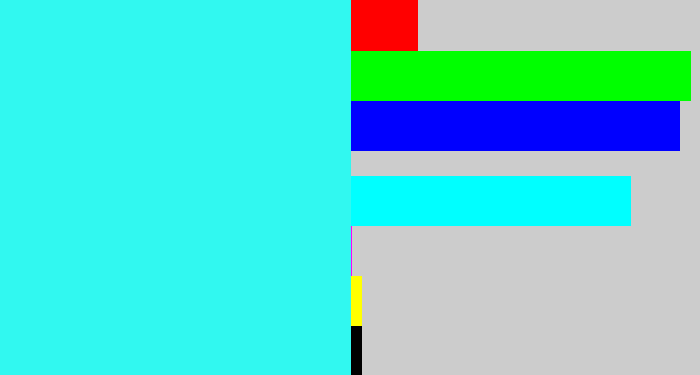 Hex color #31f8f0 - bright light blue
