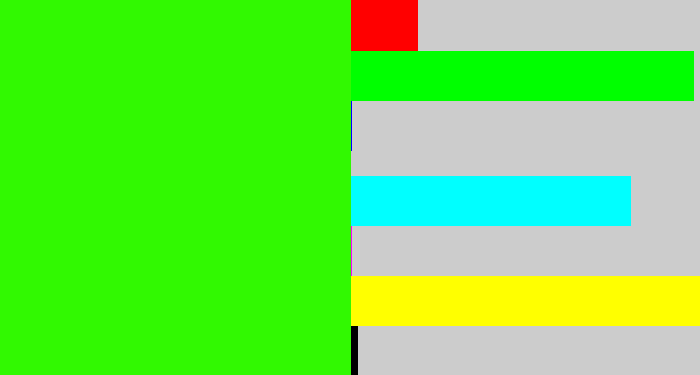 Hex color #31f901 - vivid green