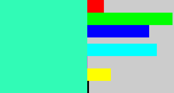Hex color #31fbb6 - greenish cyan