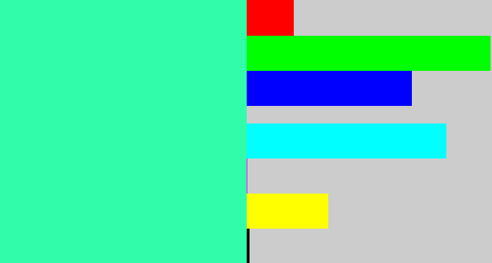 Hex color #31fcaa - greenish cyan