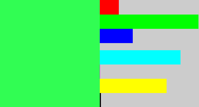 Hex color #31fd53 - bright light green