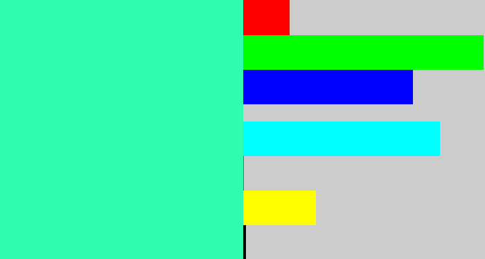 Hex color #31fdb2 - greenish cyan