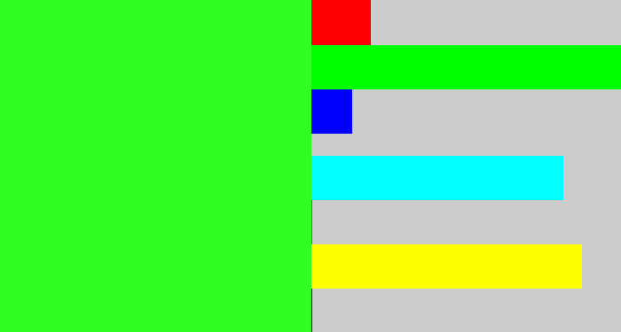Hex color #31fe20 - radioactive green