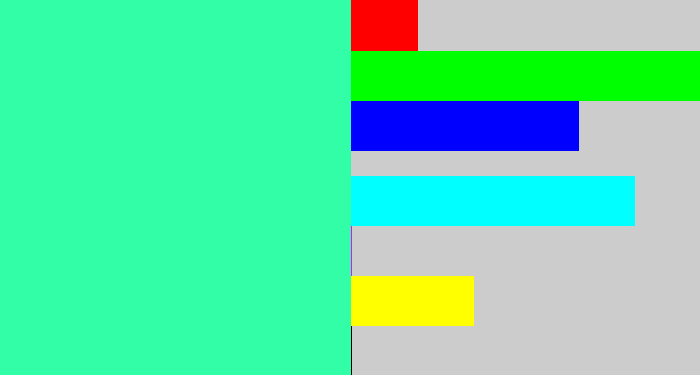 Hex color #31fea6 - greenish cyan