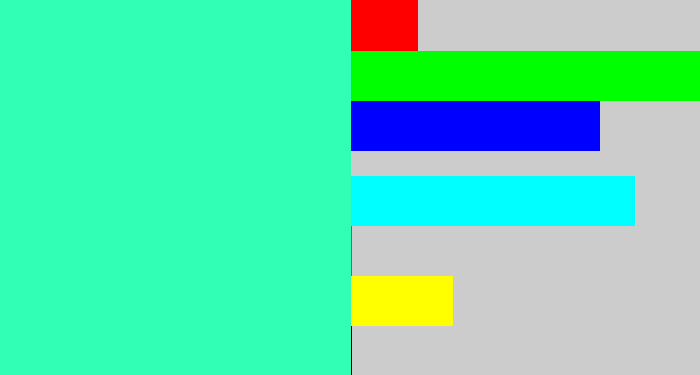 Hex color #31ffb6 - greenish cyan