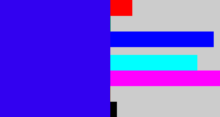Hex color #3201f0 - ultramarine blue