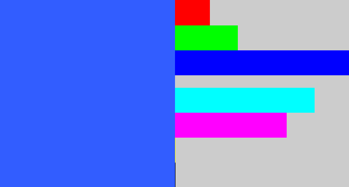 Hex color #325dff - azul